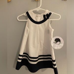 Sarah Louise 12 Months White and Navy NWT Dress